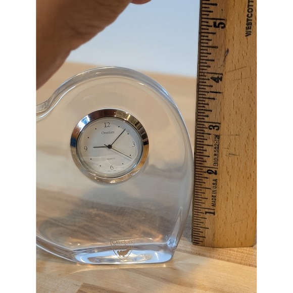 Orrefors Sweden Crystal Heart Table Clock Quartz‎ Desk Decor Valentine's Day E2 - Picture 6 of 6